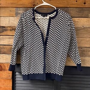 Ann Taylor Navy and White Button Down Shirt